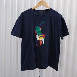 Polo Ralph Lauren Big Pony Logo T Shirt Navy Blue Mens Size Medium‎ Classic Fit